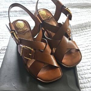 Vince Camuto Tan Leather Strappy Sandals